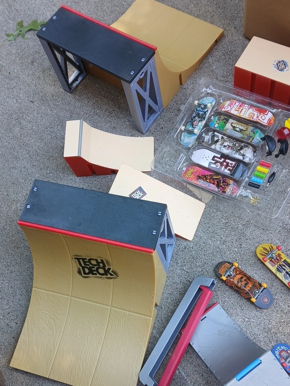 Tech Deck finger skateboard lot, includes multiple miniature boards
